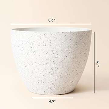 LA JOLIE MUSE Speckled White Flower Pot for Gardens