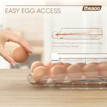 theaoo Egg Holder for Fridge - Automatic Rolling Organizer