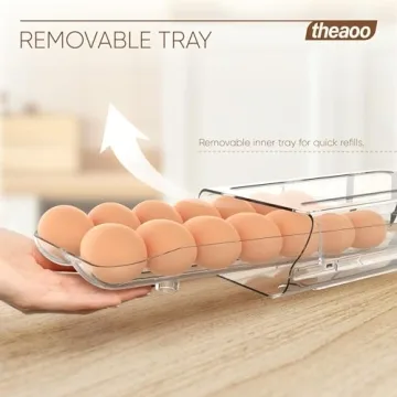 theaoo Egg Holder for Fridge - Automatic Rolling Organizer