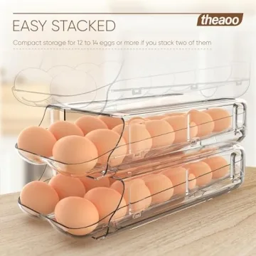 theaoo Egg Holder for Fridge - Automatic Rolling Organizer