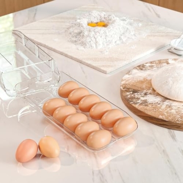 theaoo Egg Holder for Fridge - Automatic Rolling Organizer