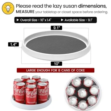 10 Inch Non-Skid Lazy Susan Organizers Set of 4 for Kitchen Bathroom