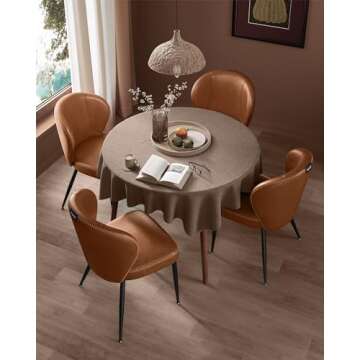 VASAGLE EKHO Collection - Dining Chairs Set of 2, Upholstered Kitchen Chairs, Comfortable Seat, Synthetic Leather with Stitching, Mid-Century Modern, Easy Assembly, Living Room Lounge, Caramel Brown