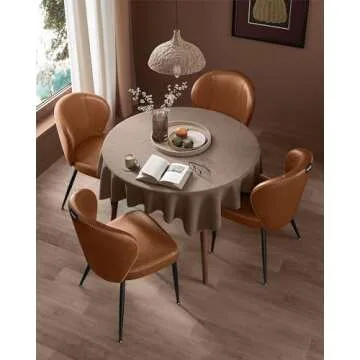 VASAGLE EKHO Collection - Dining Chairs Set of 2, Upholstered Kitchen Chairs, Comfortable Seat, Synthetic Leather with Stitching, Mid-Century Modern, Easy Assembly, Living Room Lounge, Caramel Brown