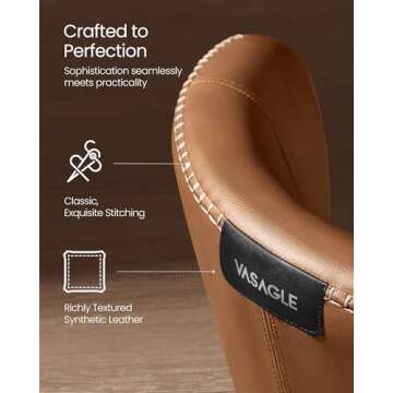 VASAGLE EKHO Collection - Dining Chairs Set of 2, Upholstered Kitchen Chairs, Comfortable Seat, Synthetic Leather with Stitching, Mid-Century Modern, Easy Assembly, Living Room Lounge, Caramel Brown