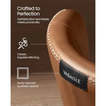 VASAGLE EKHO Collection - Dining Chairs Set of 2, Upholstered Kitchen Chairs, Comfortable Seat, Synthetic Leather with Stitching, Mid-Century Modern, Easy Assembly, Living Room Lounge, Caramel Brown