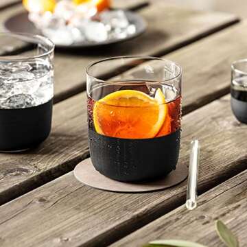 Villeroy & Boch - Manufacture Rock whisky glass set, 4 pces, crystal glass with matt black base, capacity 250 ml