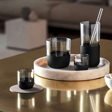 Villeroy & Boch - Manufacture Rock whisky glass set, 4 pces, crystal glass with matt black base, capacity 250 ml