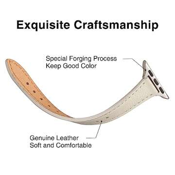 STIROLL Thin Leather Band Compatible with Apple Watch 38mm 40mm 41mm 42mm 44mm 45mm 49mm, Top Grain Leather Watch for iWatch Ultra SE Series 8/7/6/5/4/3/2/1, 38mm/40mm/41mm, Leather, No Gemstones