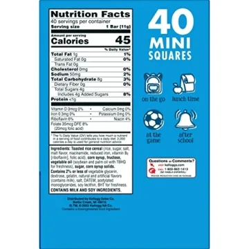 Rice Krispies Treats Mini Squares - 40 Bars for Snacks