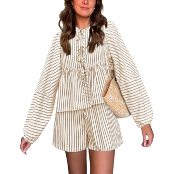 Bankeng Women Y2K Tie Front Shorts Set for Summer Fun