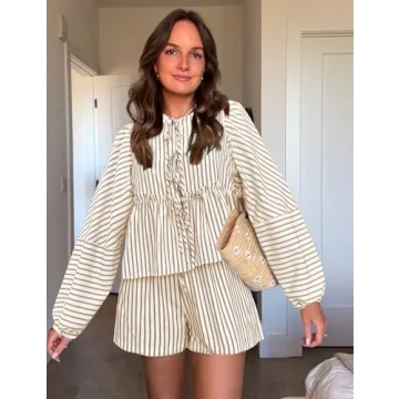 Bankeng Women Y2K Tie Front Shorts Set for Summer Fun