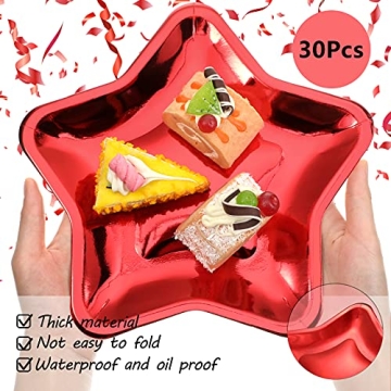 30 Thick Star Shaped Paper Plates for Celebrations