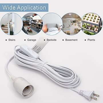 JACKYLED 15ft Extension Hanging Lantern Cord with Switch