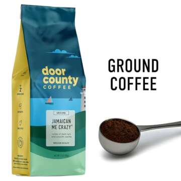 Door County Coffee Jamaican Me Crazy® Flavored Coffee | 10oz Bag | Ground Coffee Medium Roast | 100...