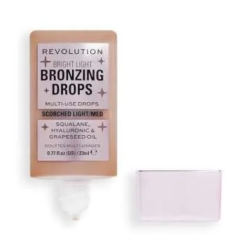 Revolution Beauty, Bright Light Bronzing Drops, Bronze & Glow Face & Body Drops Infused with Hyaluronic Acid, Bronze Scorched, 0.77 Fl. Oz.