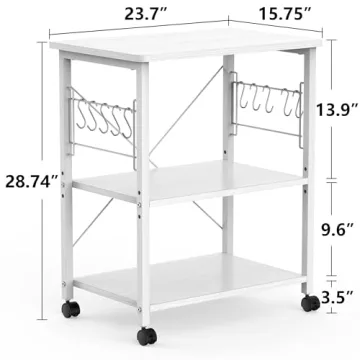 Mr IRONSTONE 3-Tier Rolling Kitchen Cart for Small Spaces