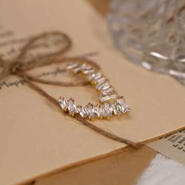 AMORAMOR & FOREVER Sterling Silver Ear Climbers Earrings For Women 14K White Gold Plated Ear Cuff Cr...