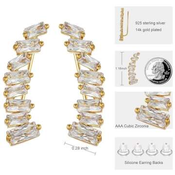 Stylish AMORAMOR & FOREVER Sterling Silver Climber Earrings