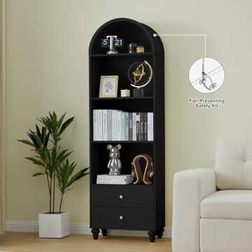 Stylish UHMUVFM Arched Bookcase with Storage Solutions