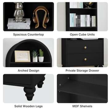 Stylish UHMUVFM Arched Bookcase with Storage Solutions