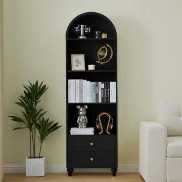 Stylish UHMUVFM Arched Bookcase with Storage Solutions