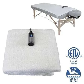 Earthlite Massage Table Warmer & Fleece Pad (2in1), ETL Certified, 3 Heat Settings, 13ft Cord/Heating Pad / 1 Year Replacement Guarantee