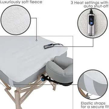Earthlite Massage Table Warmer & Fleece Pad (2in1), ETL Certified, 3 Heat Settings, 13ft Cord/Heating Pad / 1 Year Replacement Guarantee