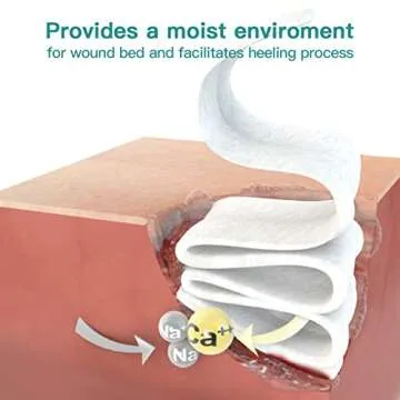 Dimora Calcium Alginate Wound Dressing, 0.8'' x 12'' Rope, 5 Individual Pads, Soft and Highly Absorbent Dressing Gauze, Non-Stick Padding for Wound Care