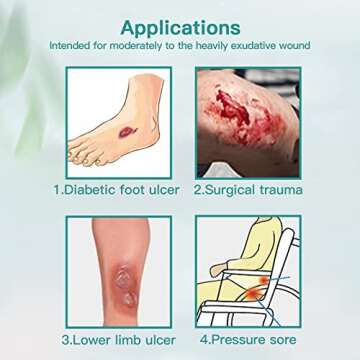 Dimora Calcium Alginate Wound Dressing, 0.8'' x 12'' Rope, 5 Individual Pads, Soft and Highly Absorbent Dressing Gauze, Non-Stick Padding for Wound Care