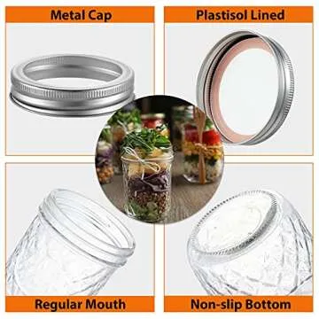 12 oz Wide Mouth Canning Jars with Lids – 9 Pack