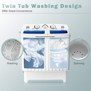 COSTWAY Twin Tub Portable Washing Machine 20 Lbs