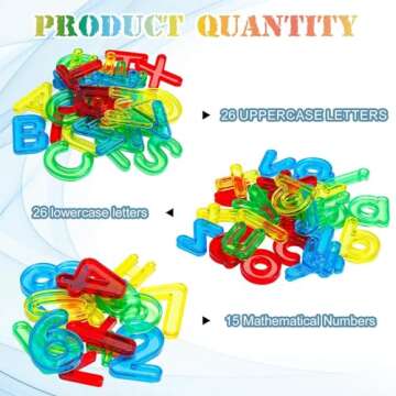 67 Pcs Plastic Practice Set Transparent Letters and Numbers Include Uppercase Letters Lowercase Letters and Numbers Colorful Plastic Letters and Numbers for Kids Counting and Spelling, Ages 3+