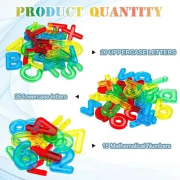 67 Pcs Plastic Practice Set Transparent Letters and Numbers Include Uppercase Letters Lowercase Letters and Numbers Colorful Plastic Letters and Numbers for Kids Counting and Spelling, Ages 3+