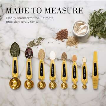 Gold Magnetic Measuring Spoons Set - Elegant & Functional
