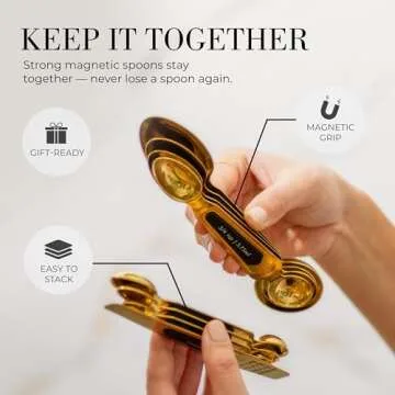 Gold Magnetic Measuring Spoons Set - Elegant & Functional