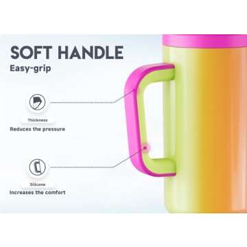 Meoky 50 oz Tumbler with Handle, Tumbler with Lid and Straw, Insulated Stainless Steel Travel Mug, 100% Leak-proof, Keeps Cold for 36 Hours or Hot for 12 Hours (Carnival)