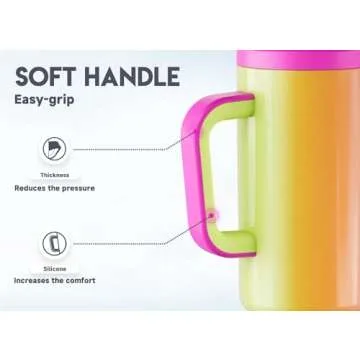 Meoky 50 oz Tumbler with Handle, Tumbler with Lid and Straw, Insulated Stainless Steel Travel Mug, 100% Leak-proof, Keeps Cold for 36 Hours or Hot for 12 Hours (Carnival)