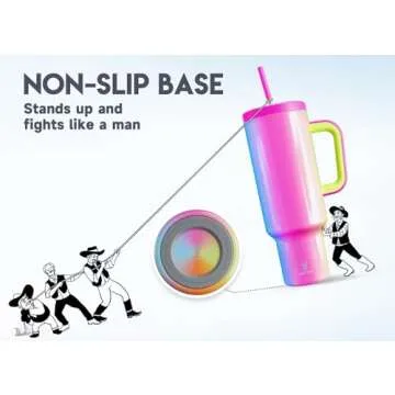 Meoky 50 oz Tumbler with Handle, Tumbler with Lid and Straw, Insulated Stainless Steel Travel Mug, 100% Leak-proof, Keeps Cold for 36 Hours or Hot for 12 Hours (Carnival)