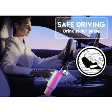 Meoky 50 oz Tumbler with Handle, Tumbler with Lid and Straw, Insulated Stainless Steel Travel Mug, 100% Leak-proof, Keeps Cold for 36 Hours or Hot for 12 Hours (Carnival)