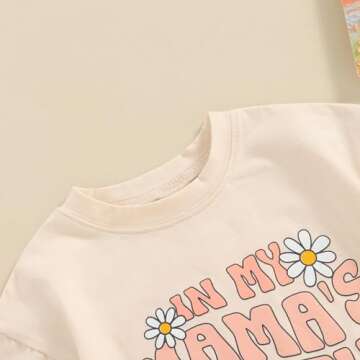 YOKJZJD Newborn Infant Baby Girl Summer Outfits Mama's Bestie Era Bubble Romper Daisy Short Sleeve Bodysuit T-Shirt Overalls (Beige, 0-3 Months)