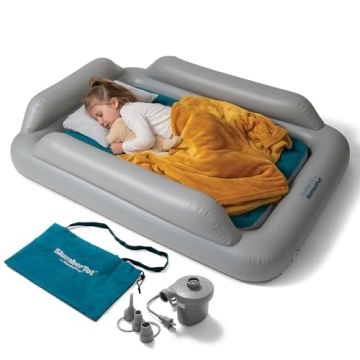 SlumberPod SlumberTot Inflatable Toddler Travel Bed - Portable Kids Air Mattress with Safety Bumpers...
