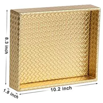 Gurfuy Rectangular Faux Leather Small Serving Tray 10" x 8" Modern Elegant Decorative Tray for Coffe...