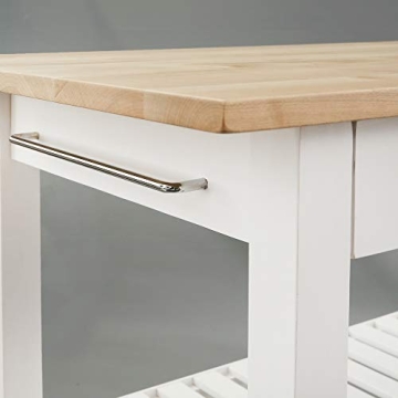 Stylish Casual Home Kitchen Island with Solid Wood Top