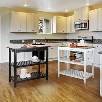 Stylish Casual Home Kitchen Island with Solid Wood Top