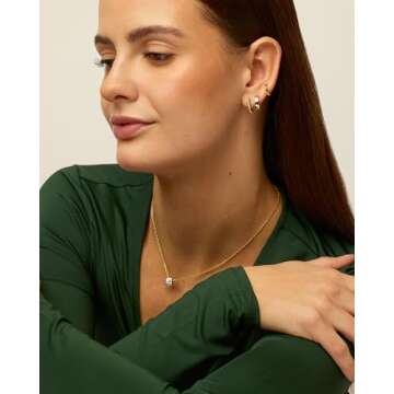 PAVOI 4 Pairs Rhodium Plated Small Hoop Earrings Set