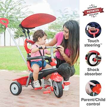 smarTrike Kids Adjustable Tricycle Push Bike Trike Ride On Toy with Parent Control Button for Toddle...