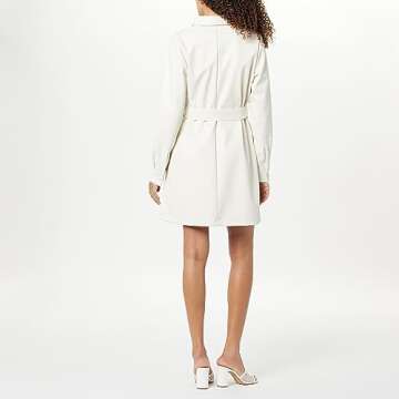 The Drop Women's Sam Vegan Leather Shirtdress - Stylish, Comfortable & Versatile in Whisper White