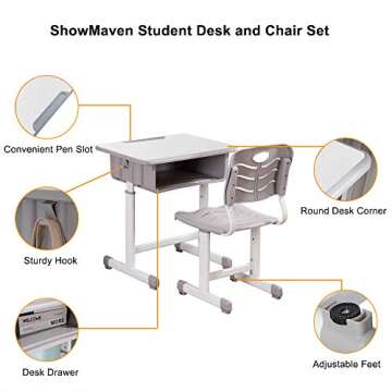 ShowMaven Student Desk and Chair Combo for Children