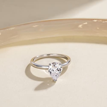 EAMTI 2CT Sterling Silver Engagement Ring for Women